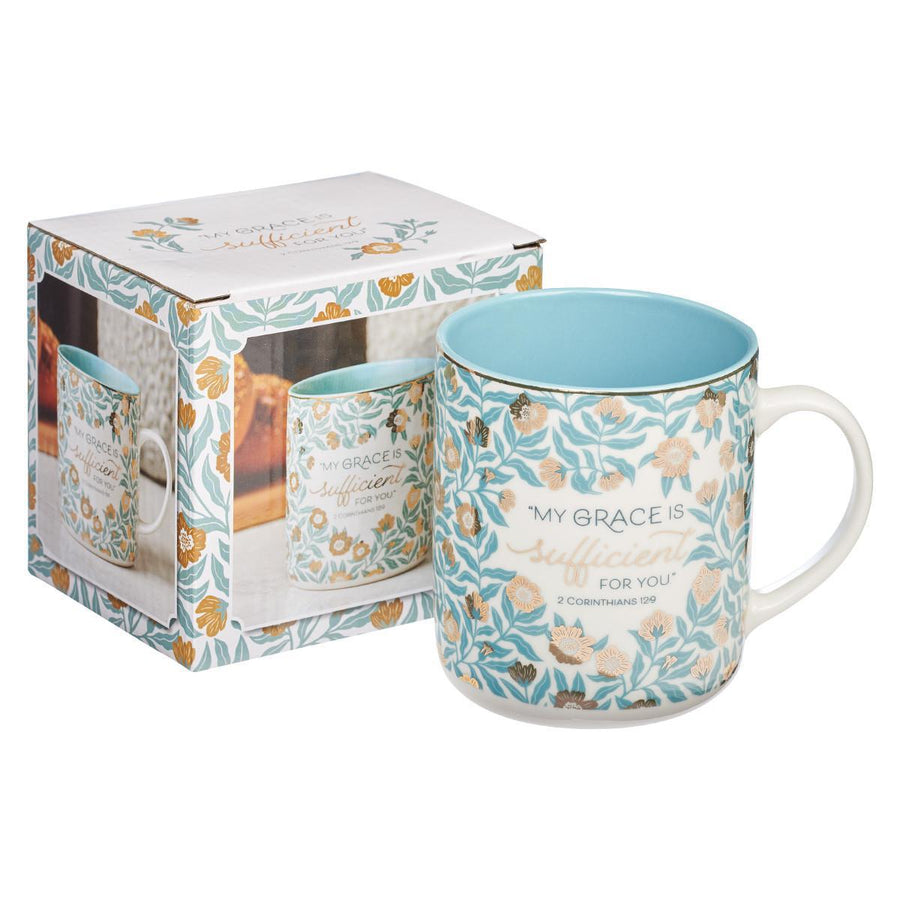 2 Corinthians 12:9 Sufficient Grace Teal Ceramic Mug