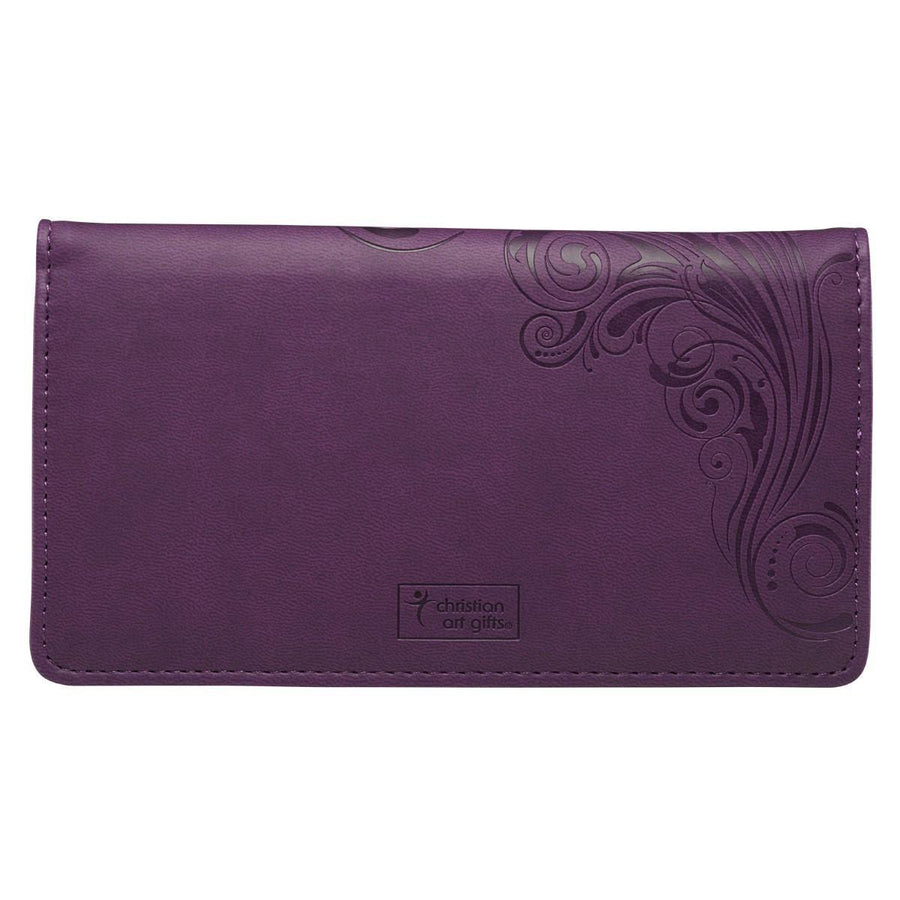 I Can Do Everything Through Him Philippians 4:13 Purple Faux Leather Checkbook Cover