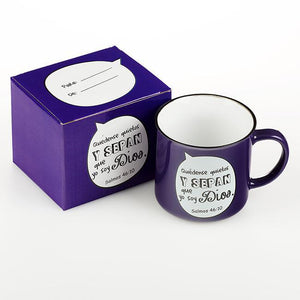 Taza morada estilo campamento Salmos 46:10 (Spanish Psalm 46:10 Mug)