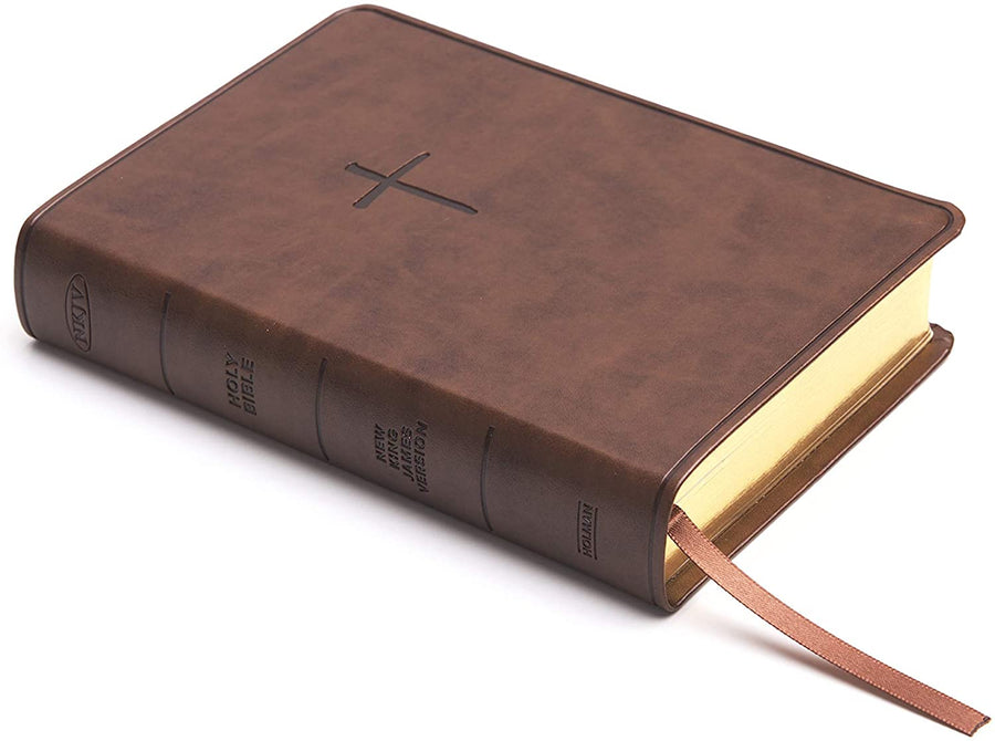 Personalized NKJV Compact Bible Brown Leathertouch