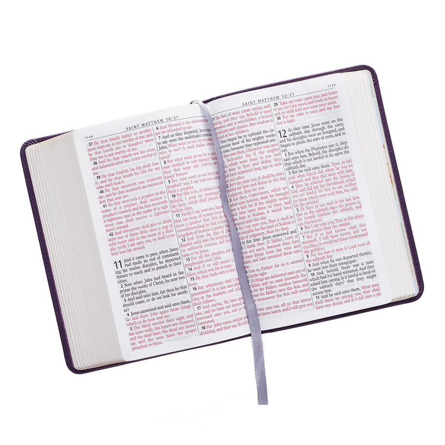 Personalized Custom Text Your Name KJV Holy Bible COMPACT LuxLeather Purple King James Version