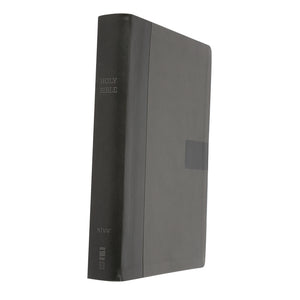 Personalized NIV Super Giant Print Reference Bible Leathersoft Gray