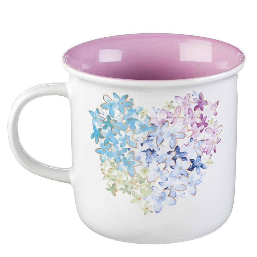 Violet Floral Heart Mug