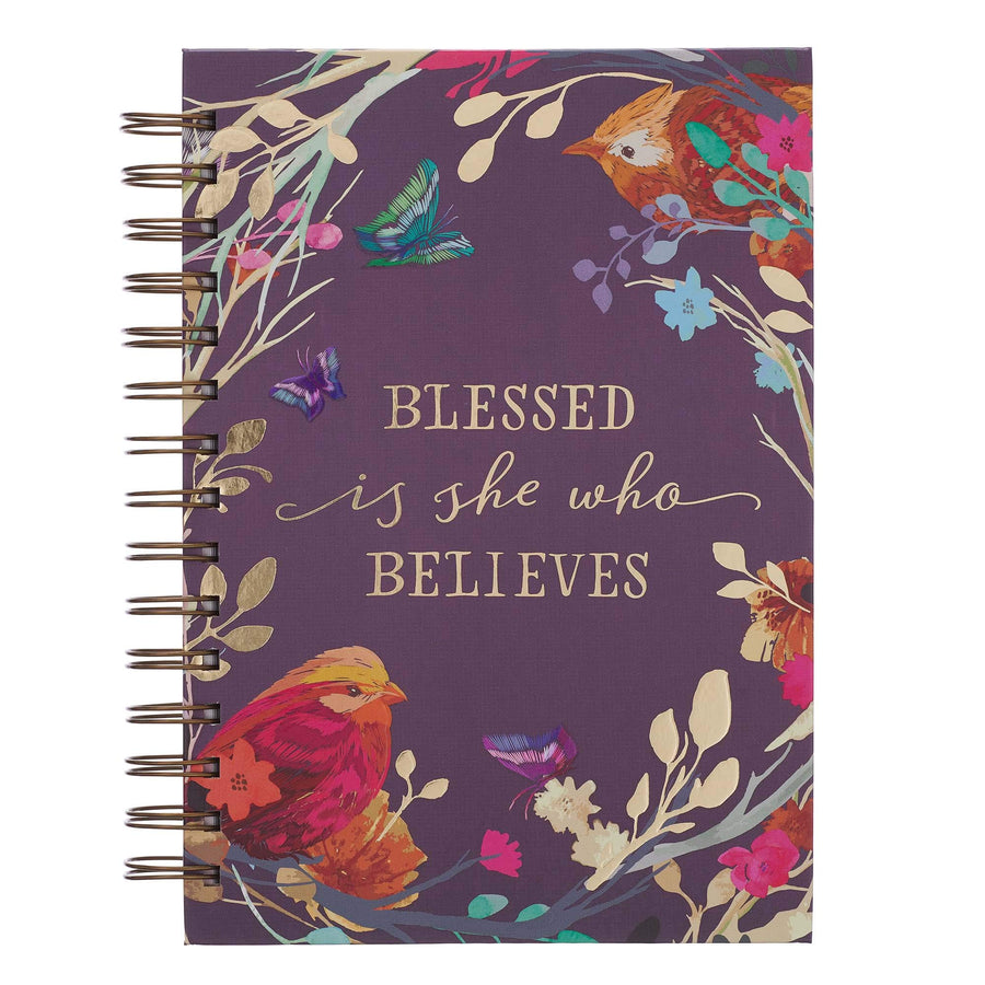 Blessed Is She Luke 1:45 Purple Floral Hardcover Wire-bound Journal