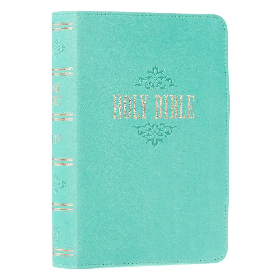 Personalized Custom Text Your Name KJV Holy Bible COMPACT Faux Leather Tiffany Blue King James Version