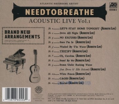 Acoustic Live Vol.1 - Needtobreathe CD