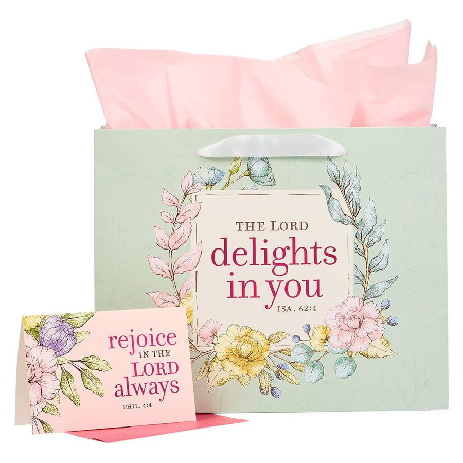 Isaiah 62:4 The LORD Delights in You Floral Mint Landscape Gift Bag