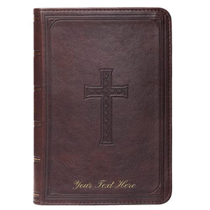 Personalized KJV SMALL COMPACT Dark Brown Faux Leather Bible King James Version