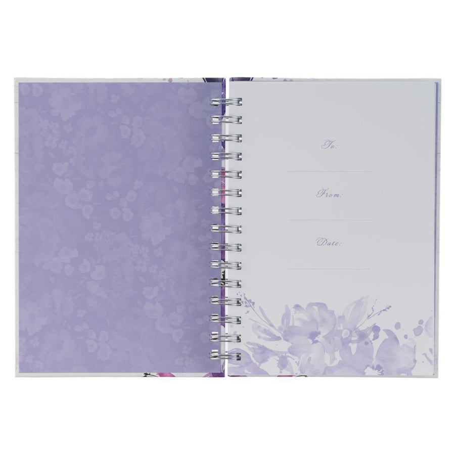 Trust in the Lord Proverbs 3:5 Purple Floral Wire-bound Journal