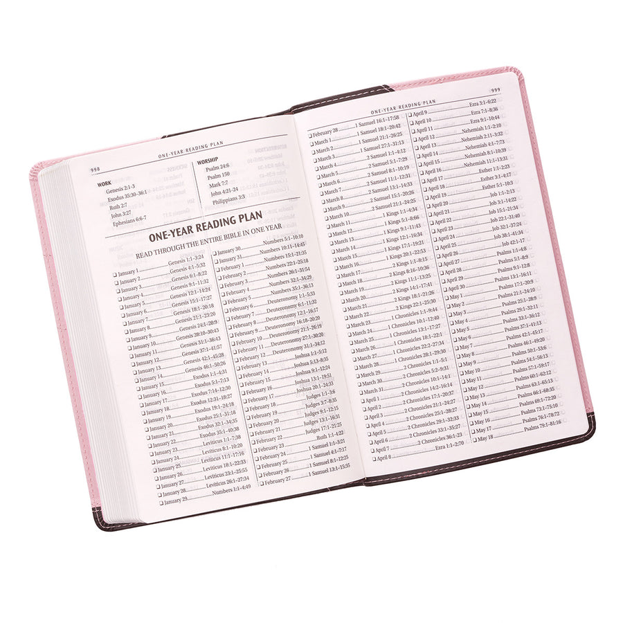 Personalized Bible KJV Gift Edition Standard Size LuxLeather 2-Tone Pink/Brown King James Version