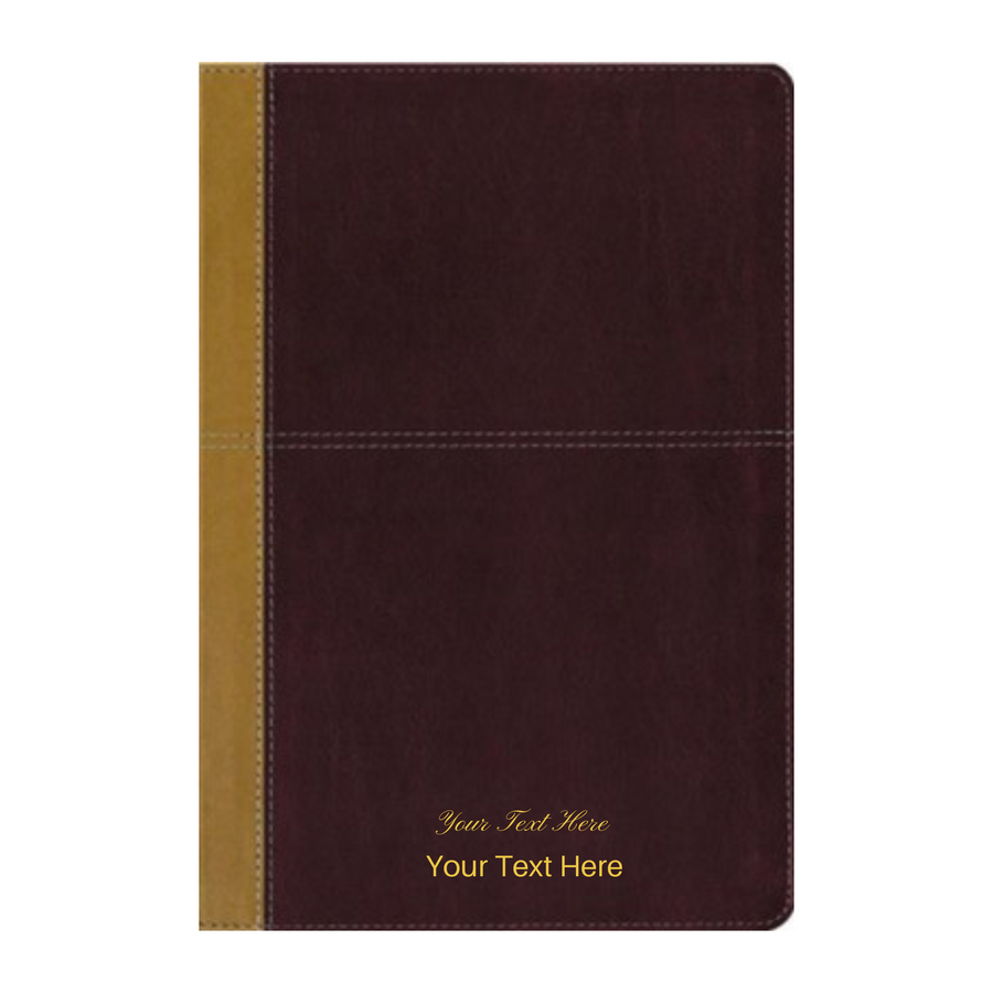 Personalized KJV Amplified Parallel Bible Large Print Leathersoft Caramel/Burgundy