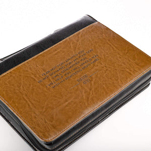 Isaiah 41:10 Faux Leather Two-Tone Tan Personalized Bible Cover for Men