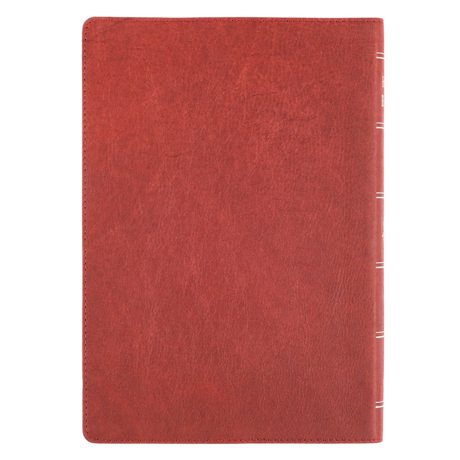 Personalized KJV Super Giant Print Holy Bible Full Grain Premium Leather Thumb Index Burgundy