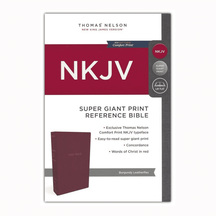 Personalized Custom Text Your Name NKJV Super Giant Print Reference Bible Easy to Read Comfort Print Burgundy Leatherflex