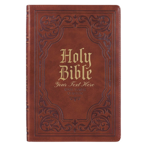 Personalized KJV Bible Brown Faux Leather Large Print Thinline with Thumb Index