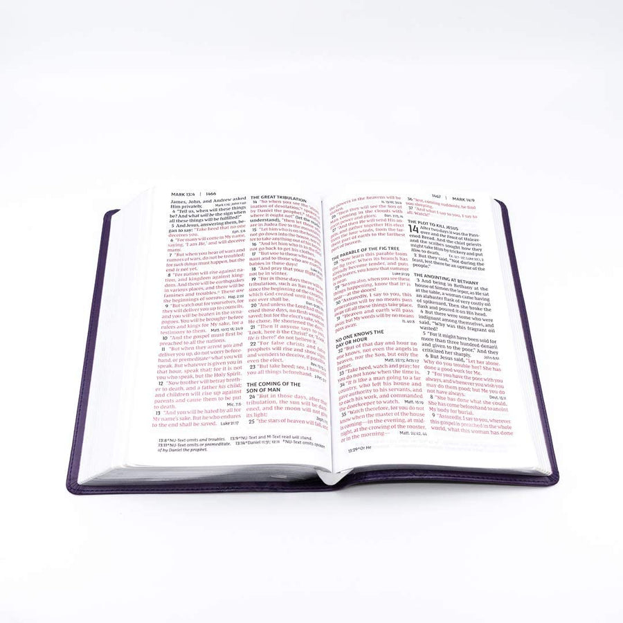 Personalized NKJV End-of-Verse Reference Bible Personal Size Large Print Leathersoft Purple