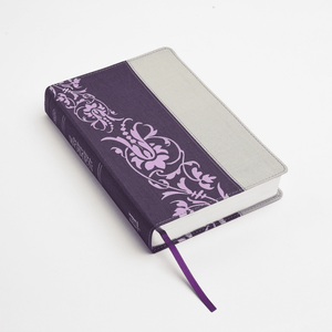 Personalized Custom Text Your Name NKJV The Study Bible for Women Purple/Gray Linen LeatherTouch