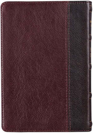 Personalized KJV Merlot & Burgundy Two-Tone Full Grain Leather Compact