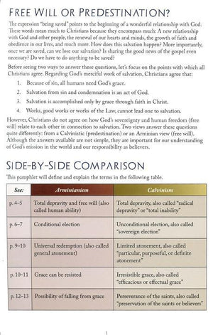 Free Will vs Predestination Pamphlet