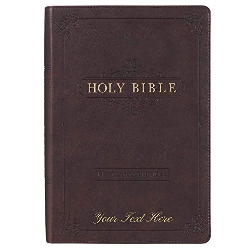 Personalized KJV Holy Bible Giant Print Full-Size Bible Dark Brown Faux Leather Bible