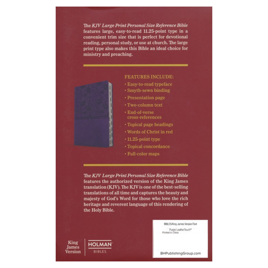 Personalized KJV Large Print Personal Size Reference Bible Purple Leathertouch Red Letter