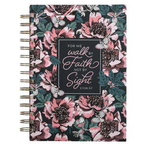 Walk By Faith 2 Corinthians 5:7 Pink Floral Wire-bound Journal