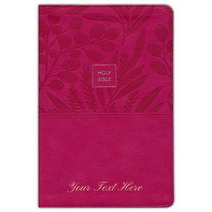 Personalized NKJV COMPACT End-of-Verse Reference Bible Leathersoft Pink