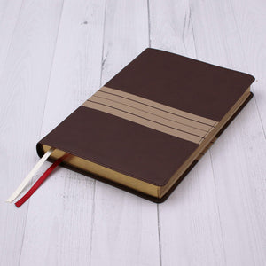 Personalized NIV Thinline Bible Large Print Leathersoft Chocolate/Tan New International Version