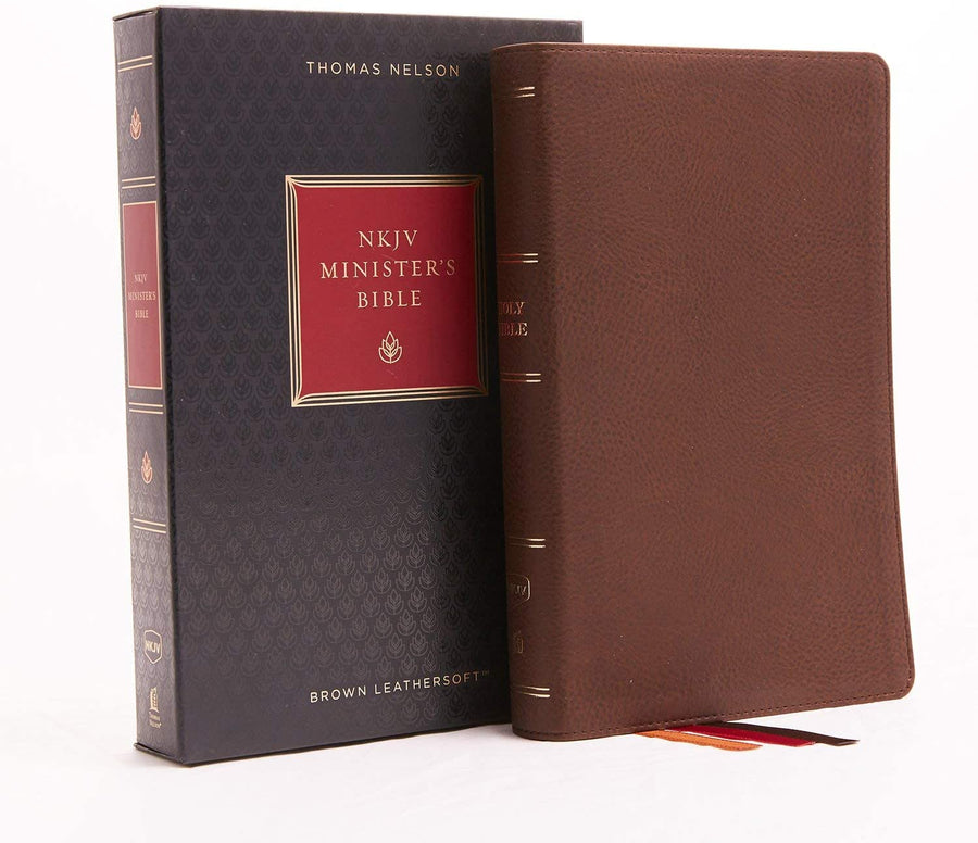 Personalized NKJV Minister's Bible Leathersoft Brown Red Letter Edition Comfort Print: Holy Bible