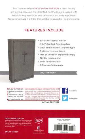 Personalized NKJV Deluxe Gift Gray Bible Leathersoft Comfort Print