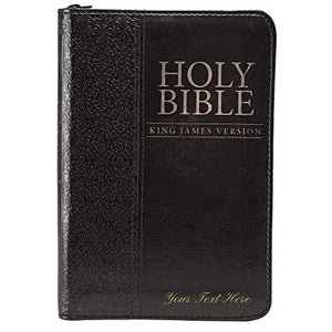 Personalized KJV Black Faux Leather Zippered Pocket Bible