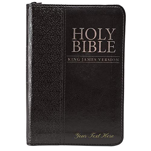 Personalized KJV Black Faux Leather Zippered Pocket Bible