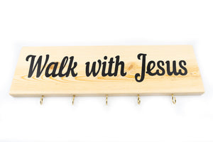 Walk With Jesus Key Holder Wood Decor