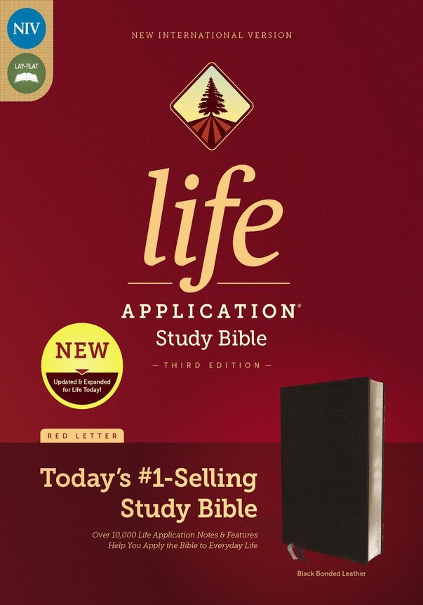 Personalized Custom Text NIV Life Application Study Bible Third Edition Bonded Leather Black