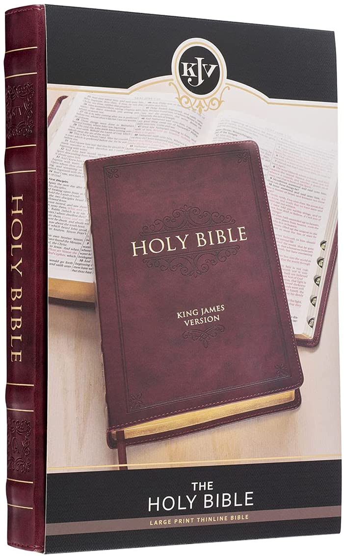 Personalized KJV Thinline Bible Large Print Faux Leather Burgundy with Thumb Index