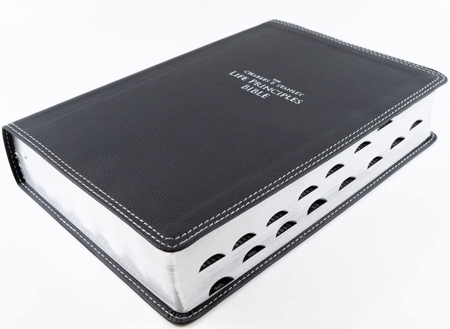 Personalized NIV The Charles F. Stanley Life Principles Bible Leathersoft Black Thumb Indexed