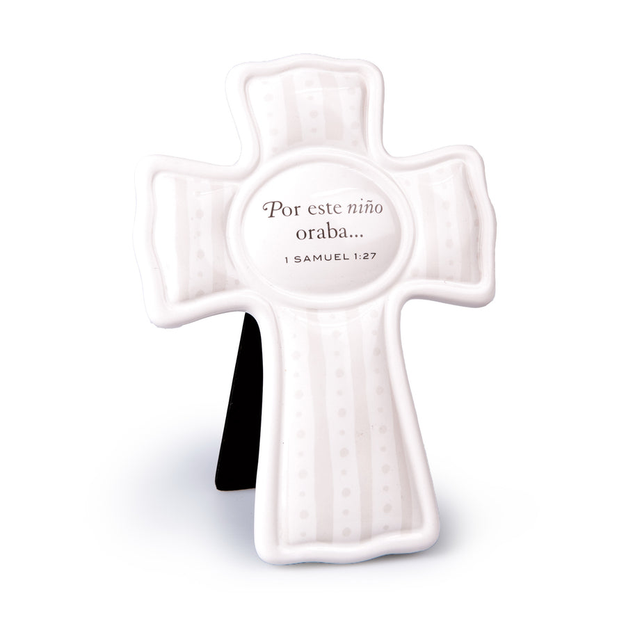 For This Child I Prayed Ceramic Cross (Spanish)