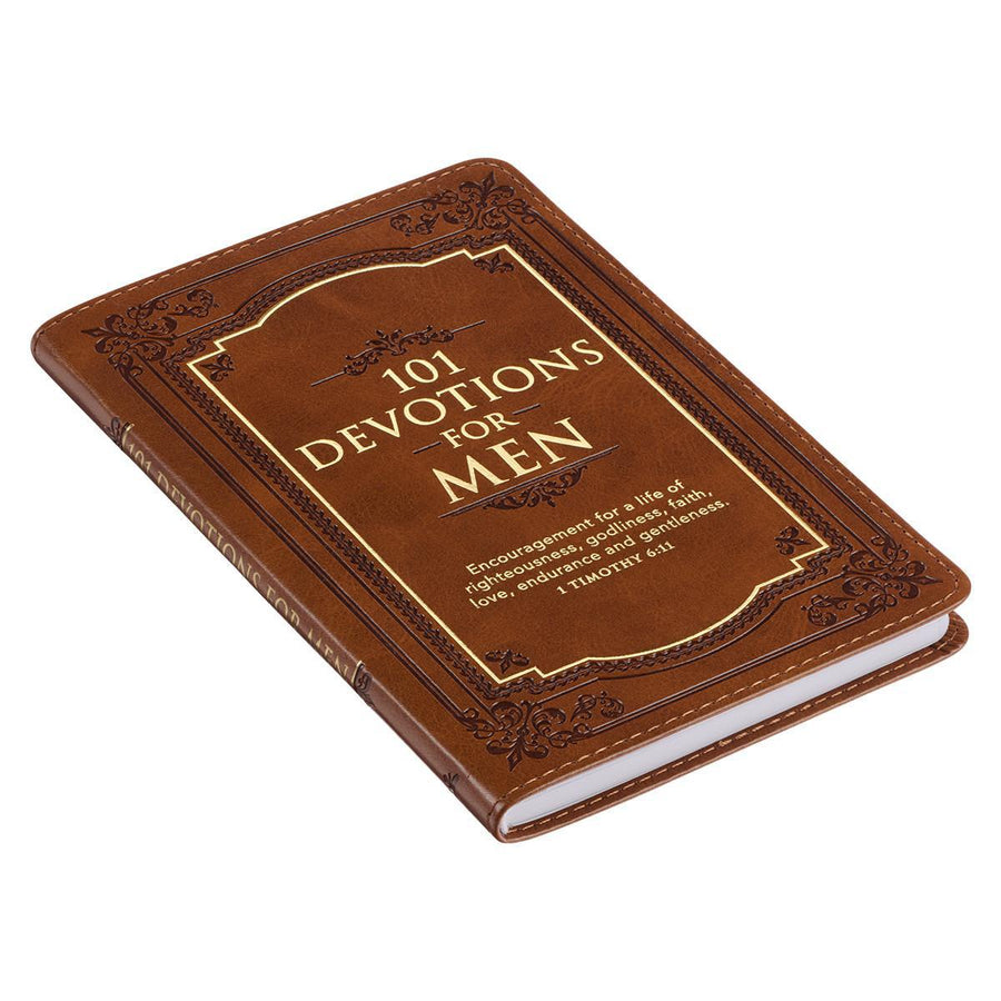 101 Devotions for Men 1 Timothy 6:11 Brown Faux Leather Devotional